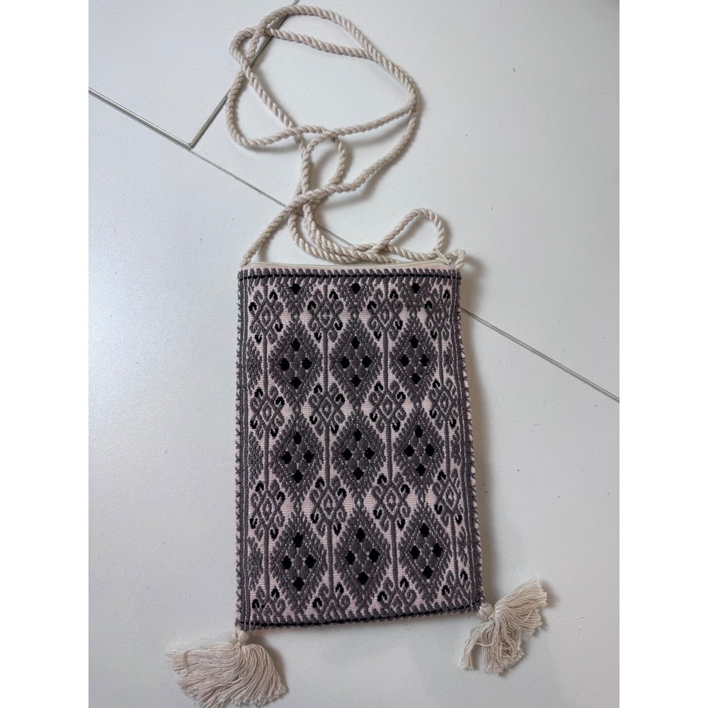 Vintage Crossbody Bag Womens Small Woven Geometric‎ Tassels Boho Indie